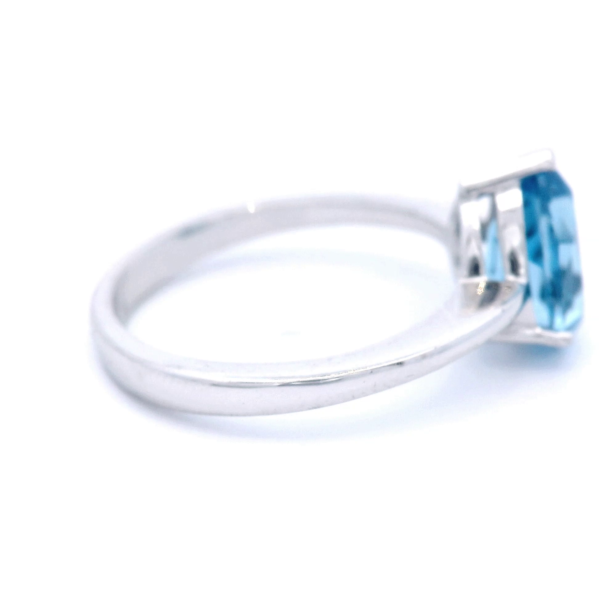 Pear Shaped Natural Blue Topaz Dress Ring in White Gold