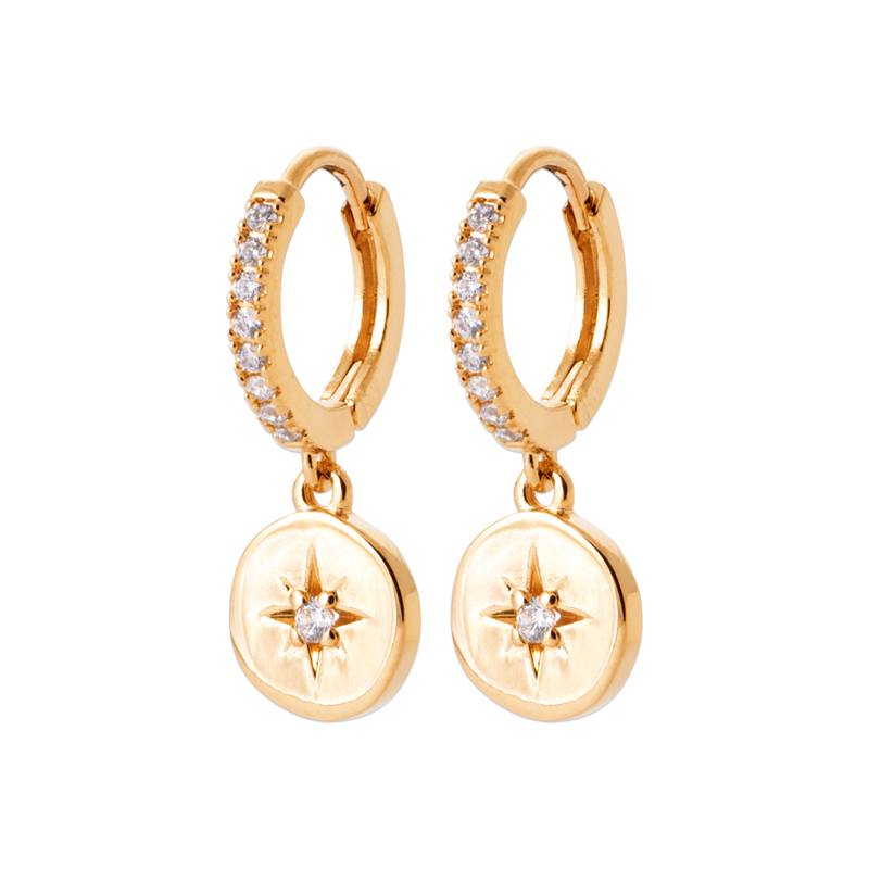 18K Gold-Plated Starburst Disc Drop Earrings