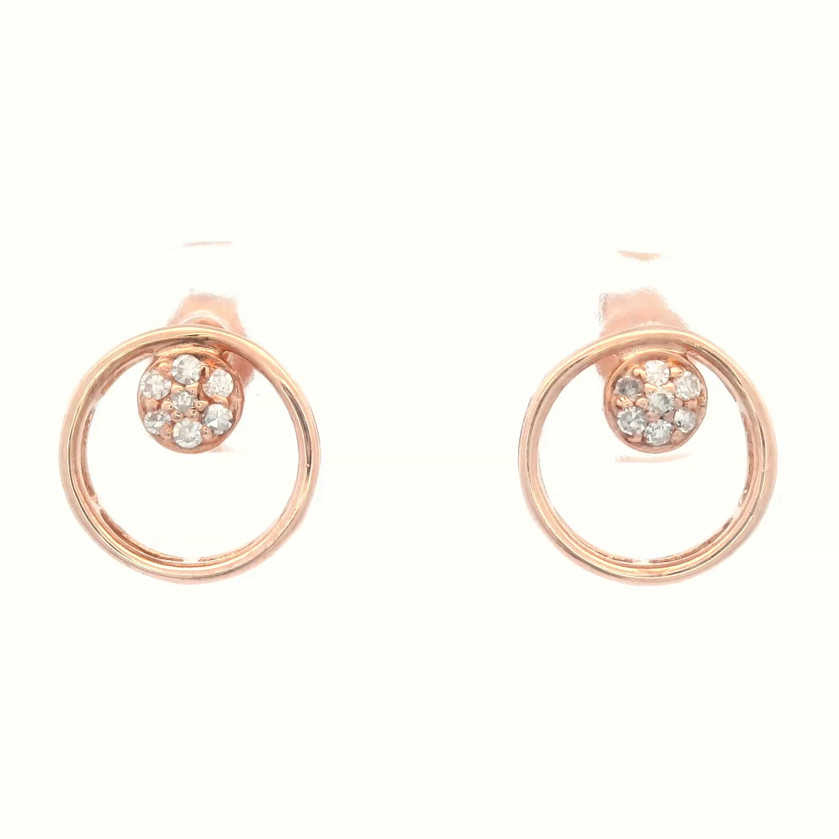 9ct Rose Gold Diamond Circle Earrings