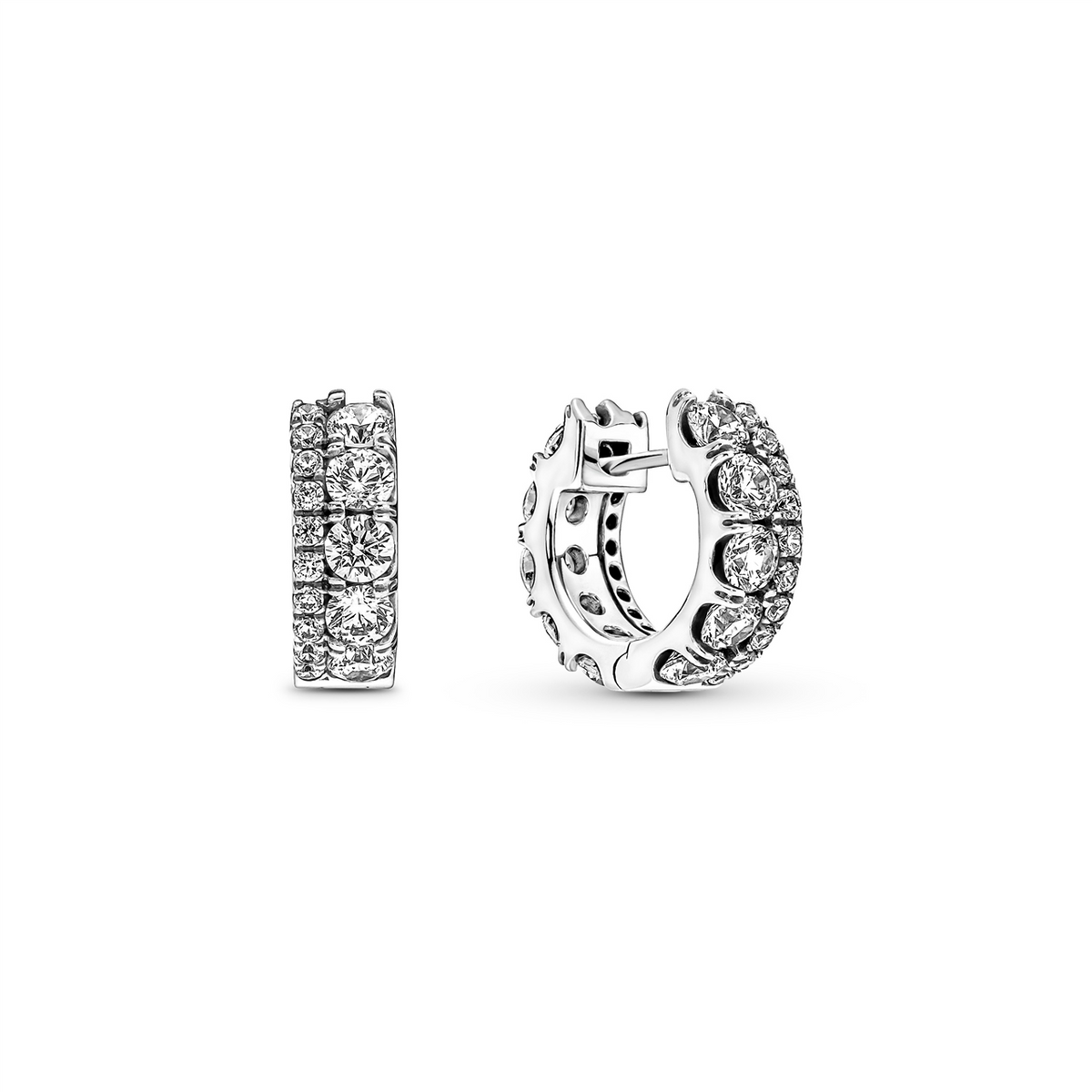 Pandora Double Band Pavé Hoop Earrings