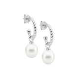 Rose Gold Pearl Twist Hoops