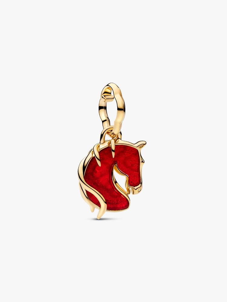 Pandora Red Fire Horse Murano Glass Dangle Charm