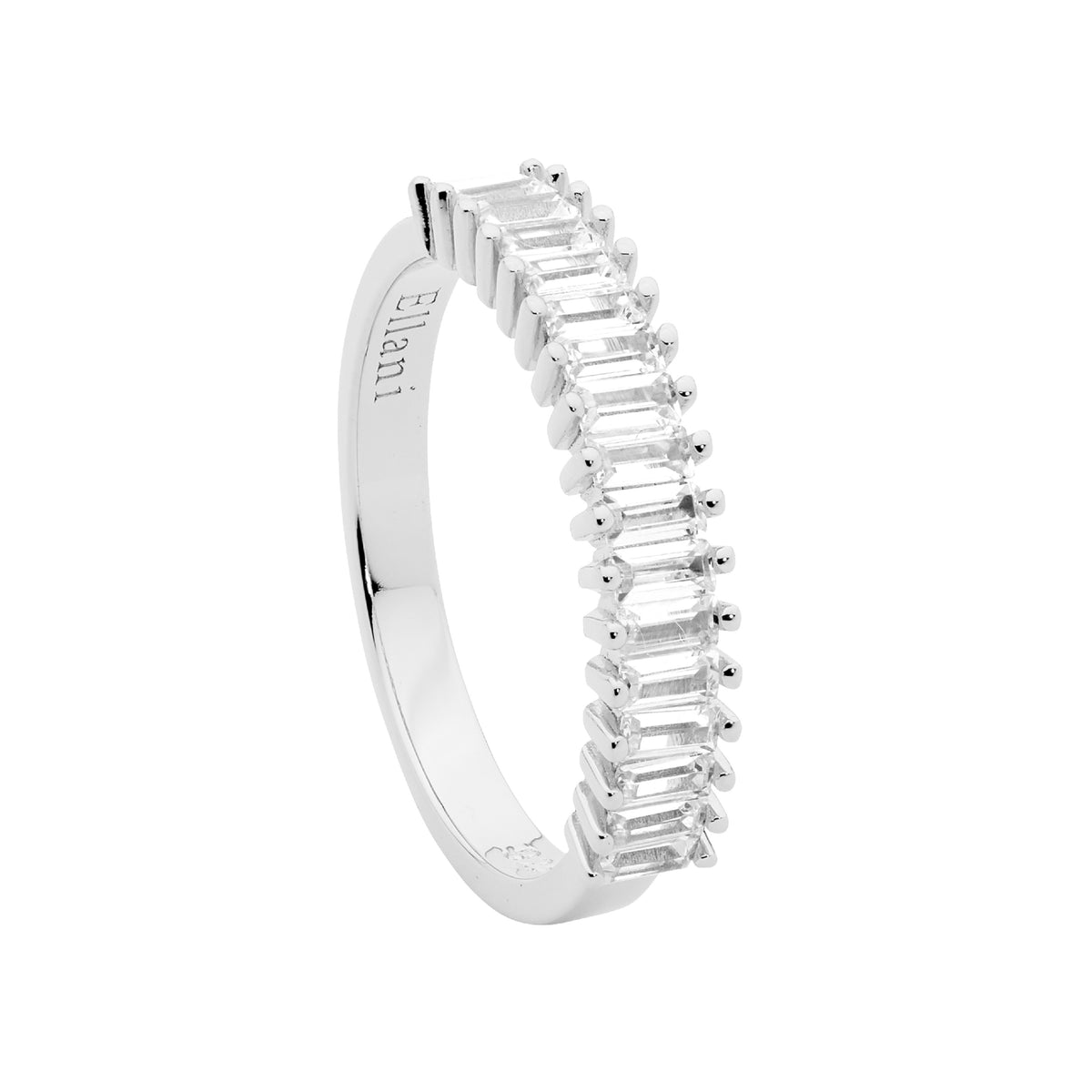 Ellani Sterling Silver Yellow Gold Plated Baguette Ring