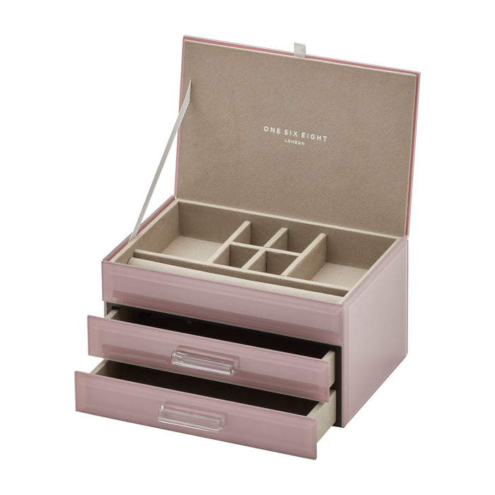 Gabrella Dusty Rose Medium Glass  Jewellery Box