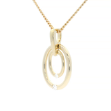 Double Diamond Circle Pendant Set in Yellow Gold