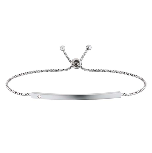 Engelsrufer Silver Engravable Plate with Cubic Zirconias Bracelet