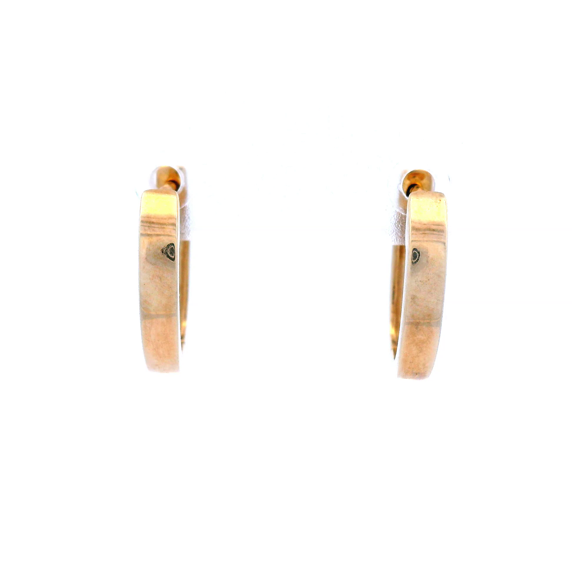 Plain Huggie Earrings in 9 Carat Yellow Gold. 14mm (h) x 11.5mm (w)