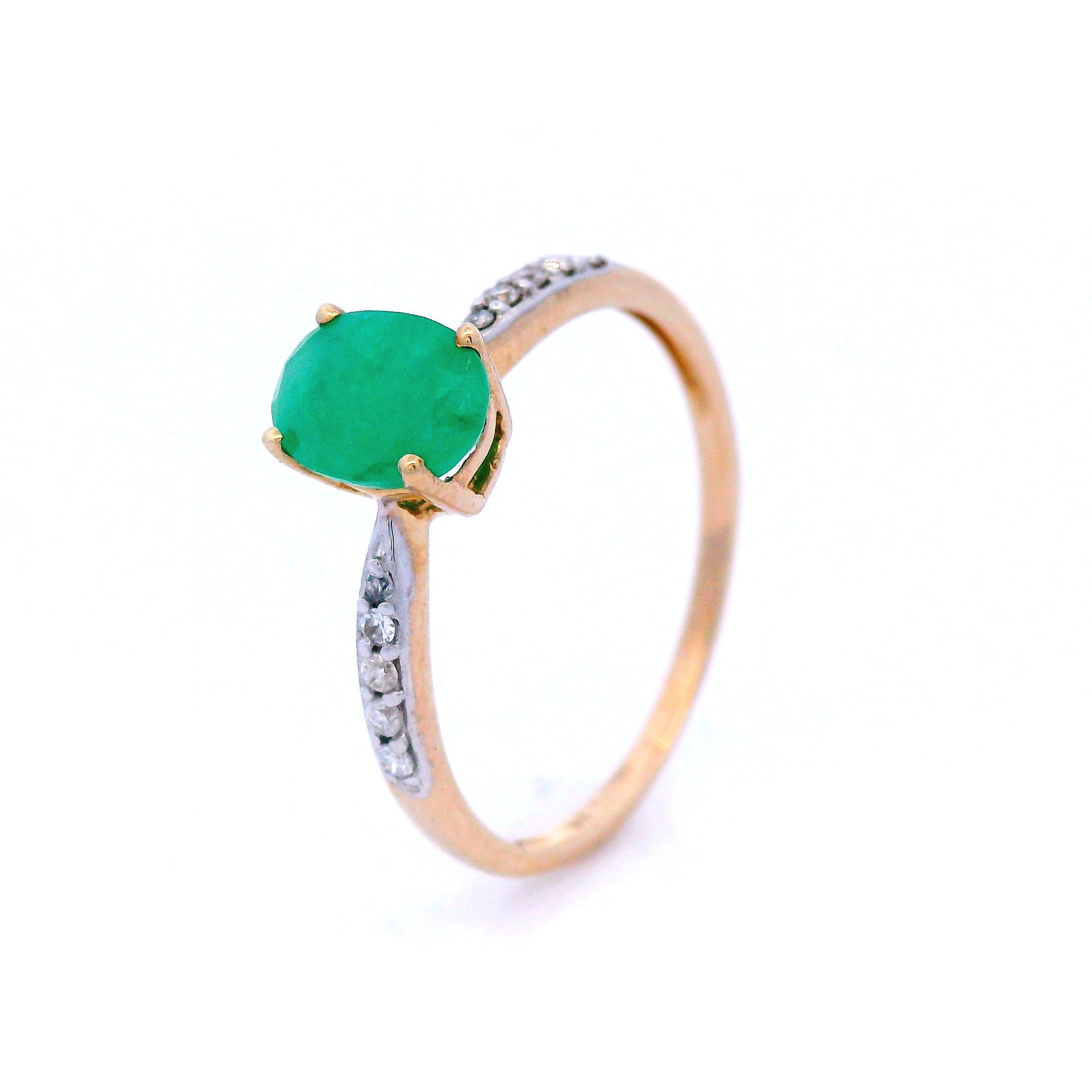 Emerald And Diamond Set Ring In Yellow Gold