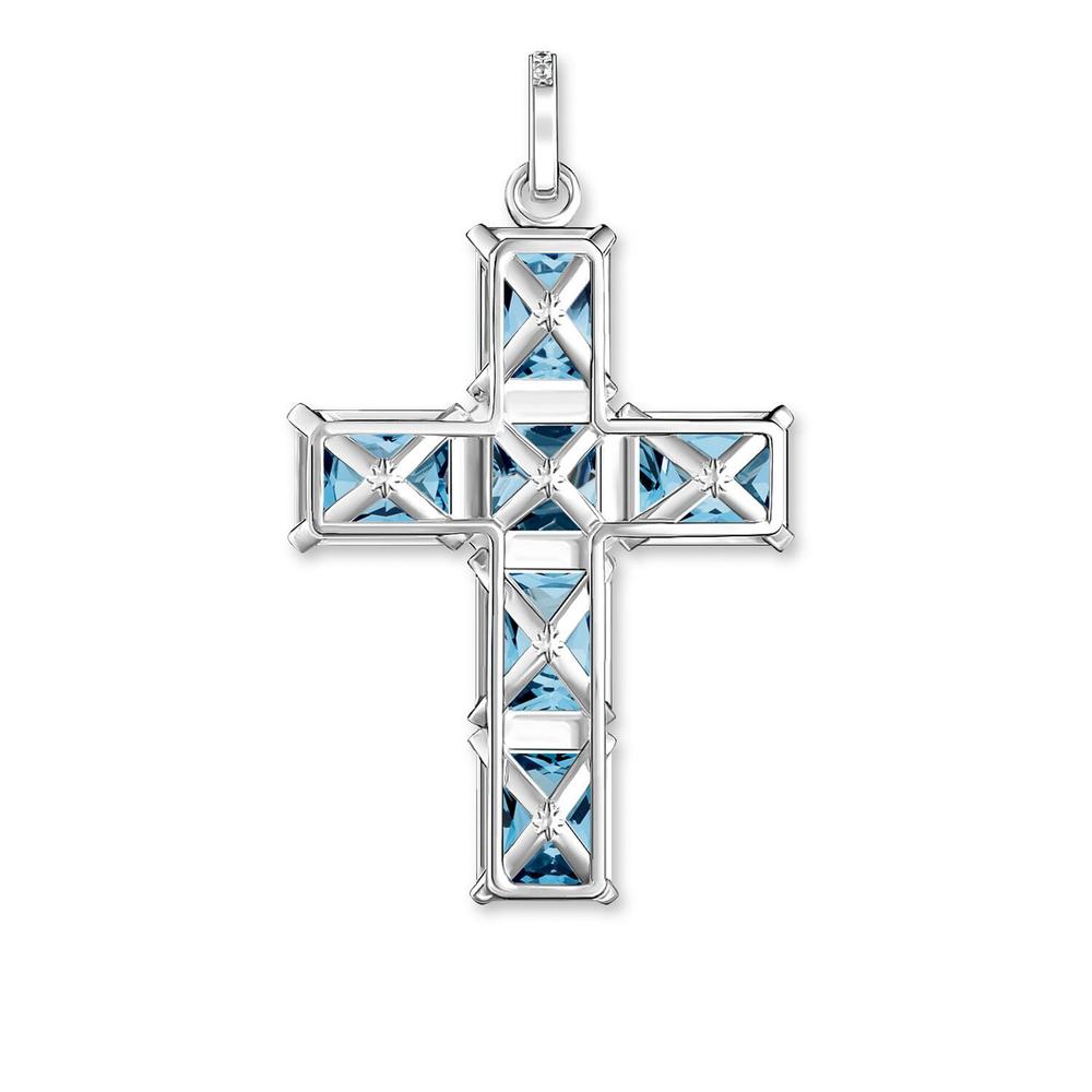 Thomas Sabo Silver Blue Stones Cross with Star Pendant