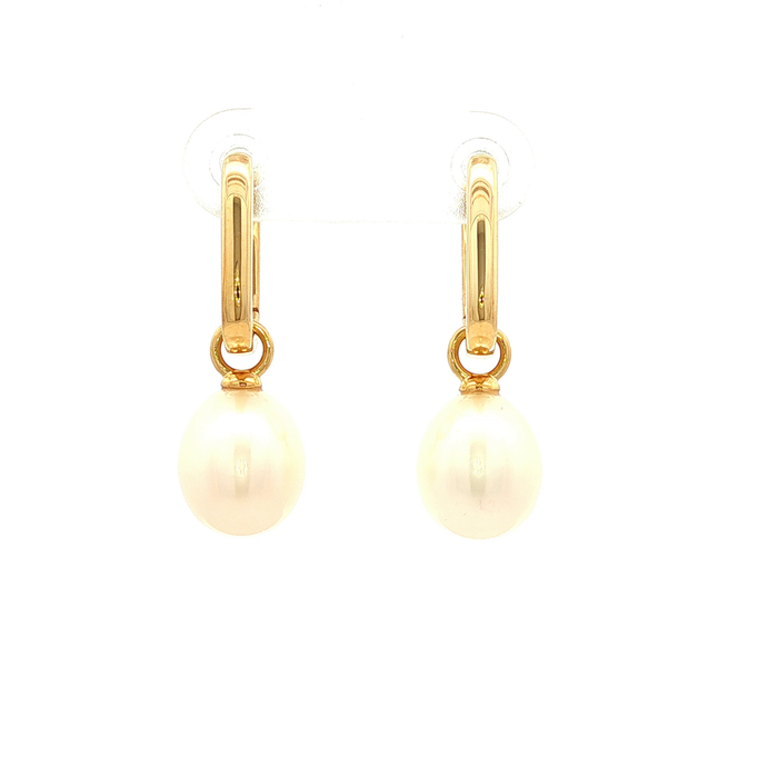 Blakely Pearl Drop Earrings in Yellow Gold