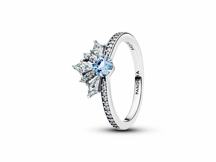 Disney Frozen Elsa sterling silver ring with water blue crystal and clear cubic zirconia