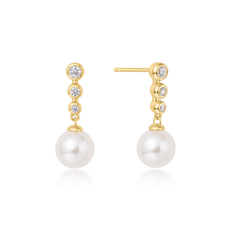 #5 DAINTY SIL CZ/PEARL DROP STUD E/R