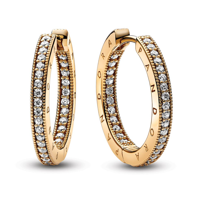 Pandora Signature Logo & Pavé Hoop Earrings