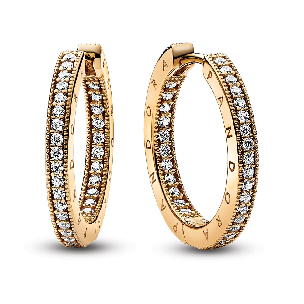Pandora Signature Logo & Pavé Hoop Earrings