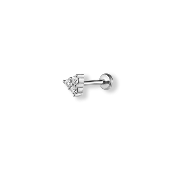 Single Helix Stud with Cubic Zirconia and a Titanium Back