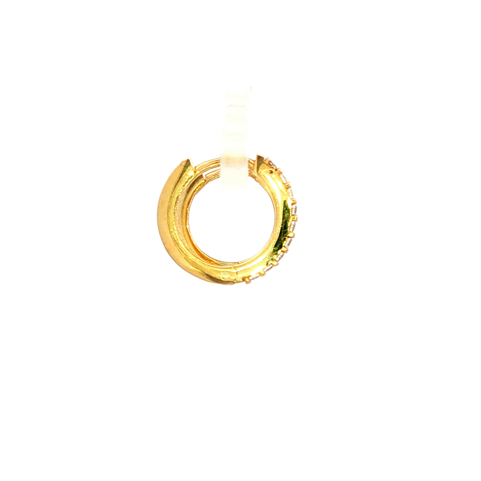 9ct YG Huggie Earring With CZ 12mm Round