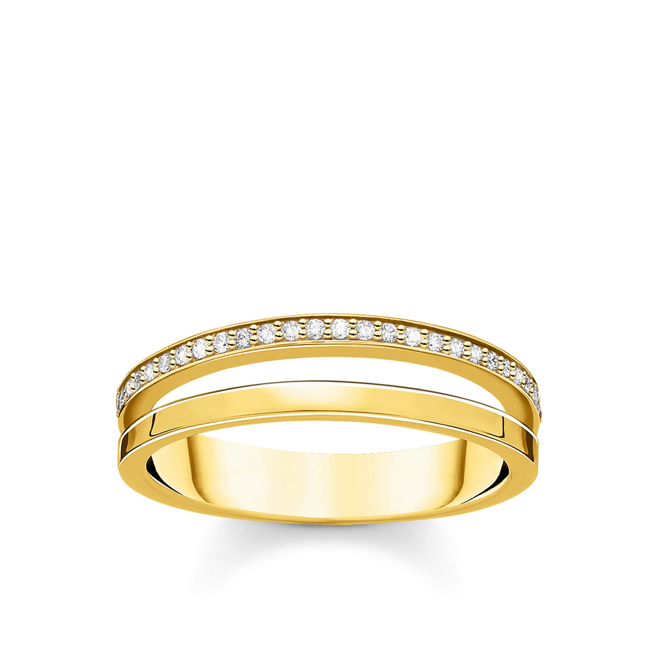 Thomas Sabo Gold Plated Charming Ring White Stones Ring