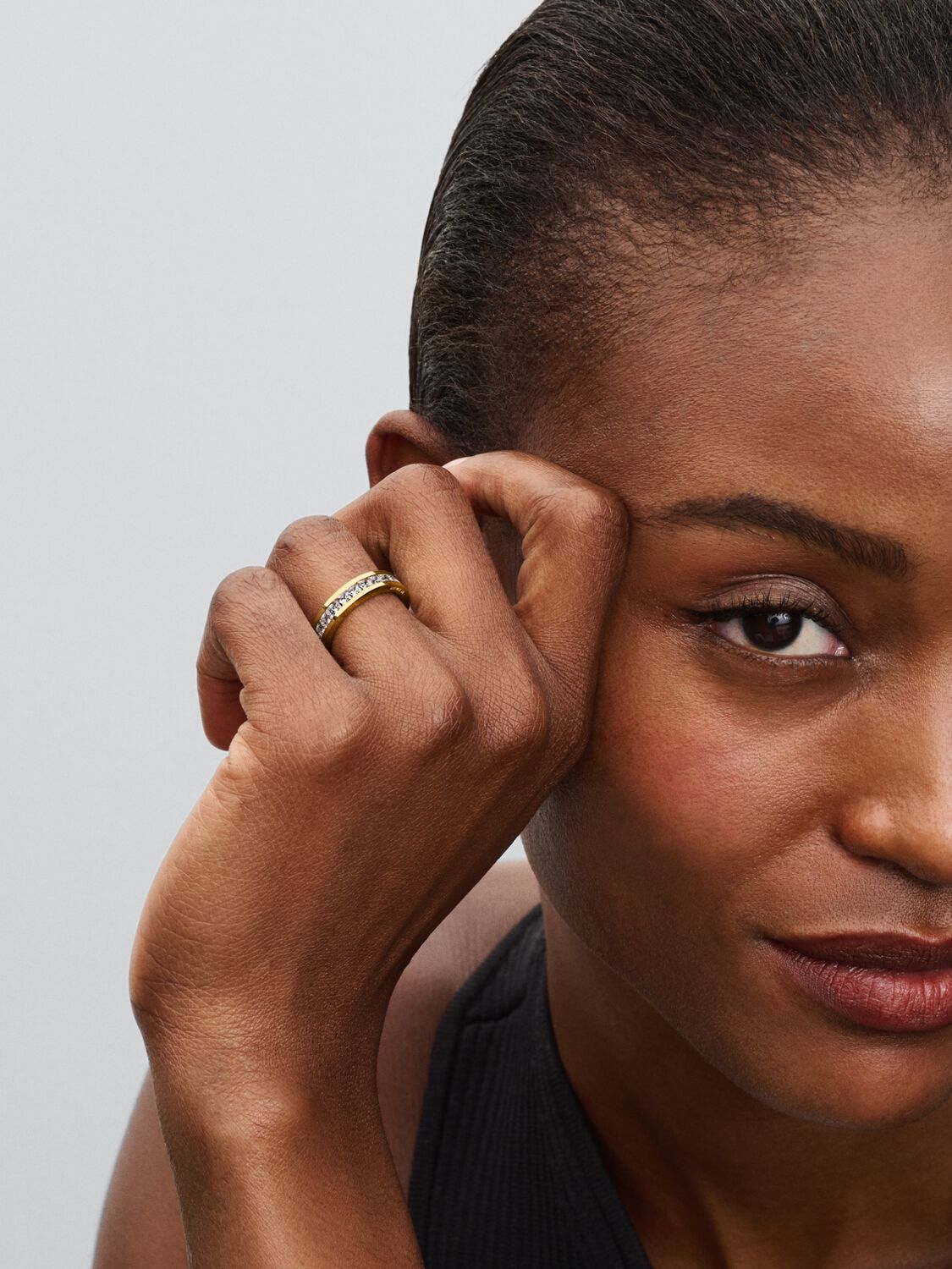 14k Gold-plated ring with clear cubic zirconia