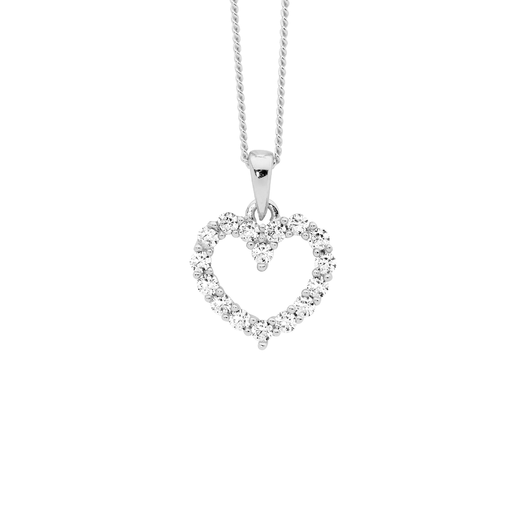 Ellani Open Heart Pendant with Cubic Zirconia