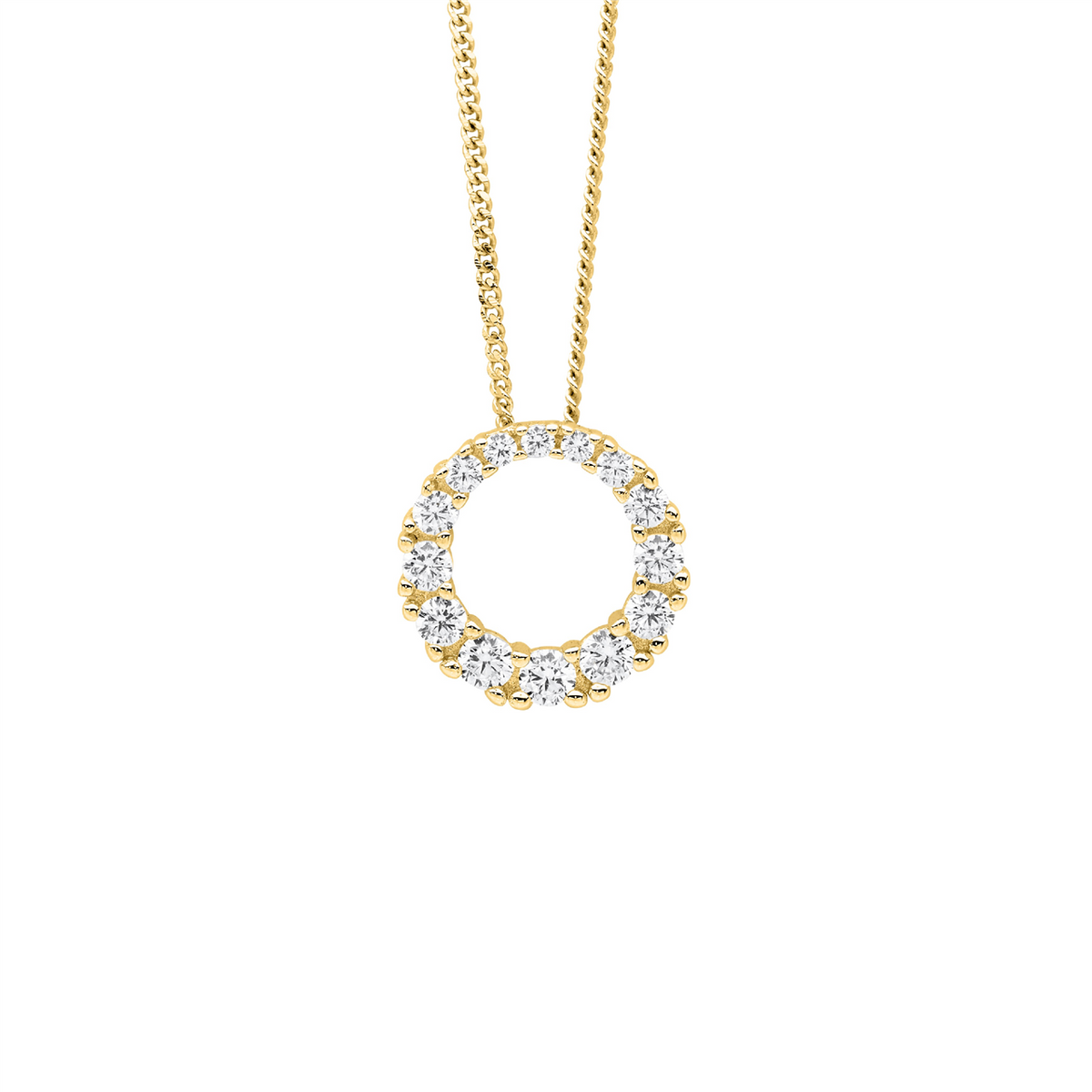 SS gradual wh cz 13mm circle pendant