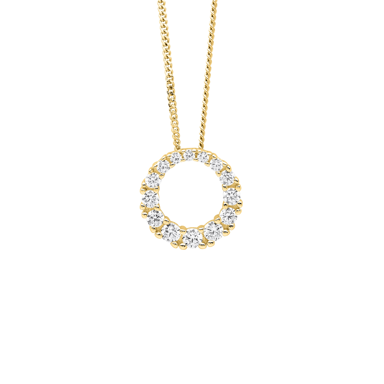 SS gradual wh cz 13mm circle pendant