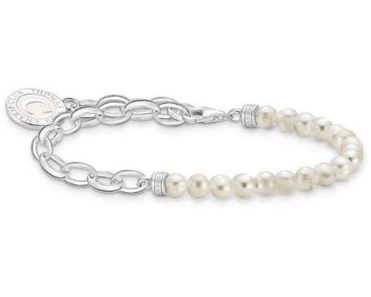 Thomas Sabo Charmista Bracelet With Pearls And Chain Links Silver 15cm