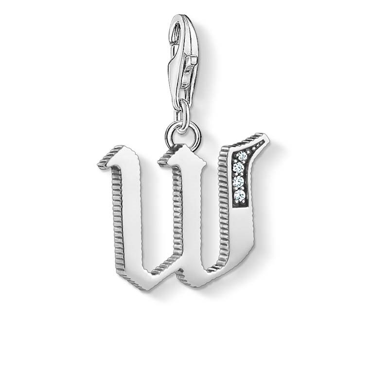 Thomas Sabo Sterling Silver Letter W Charm Initial Alphabet Vintage Zirconia