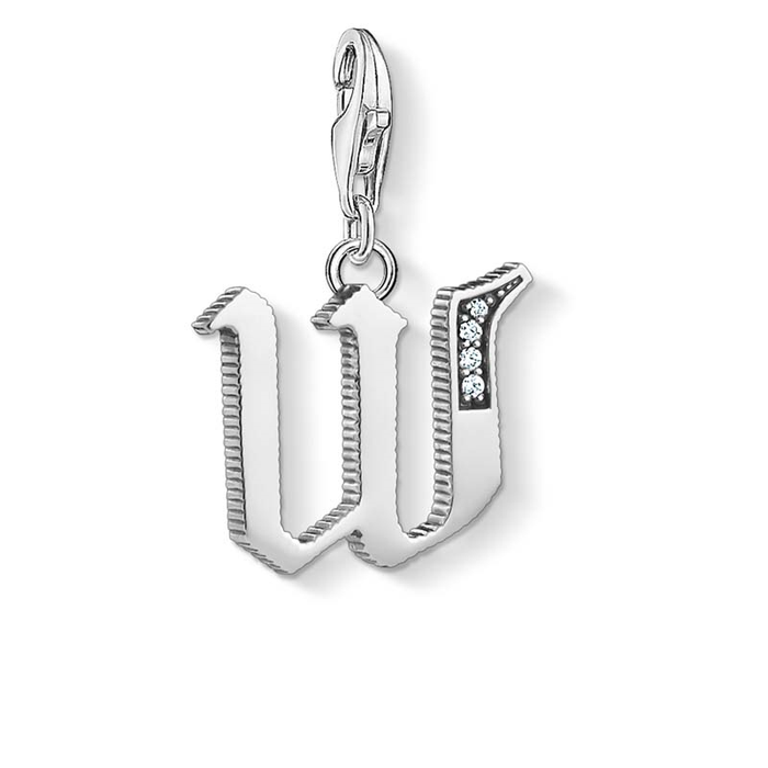 Thomas Sabo Sterling Silver Letter W Charm Initial Alphabet Vintage Zirconia