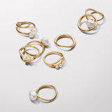 Treated Freshwater Cultured Pearl & Organically Shaped Double Band Ring