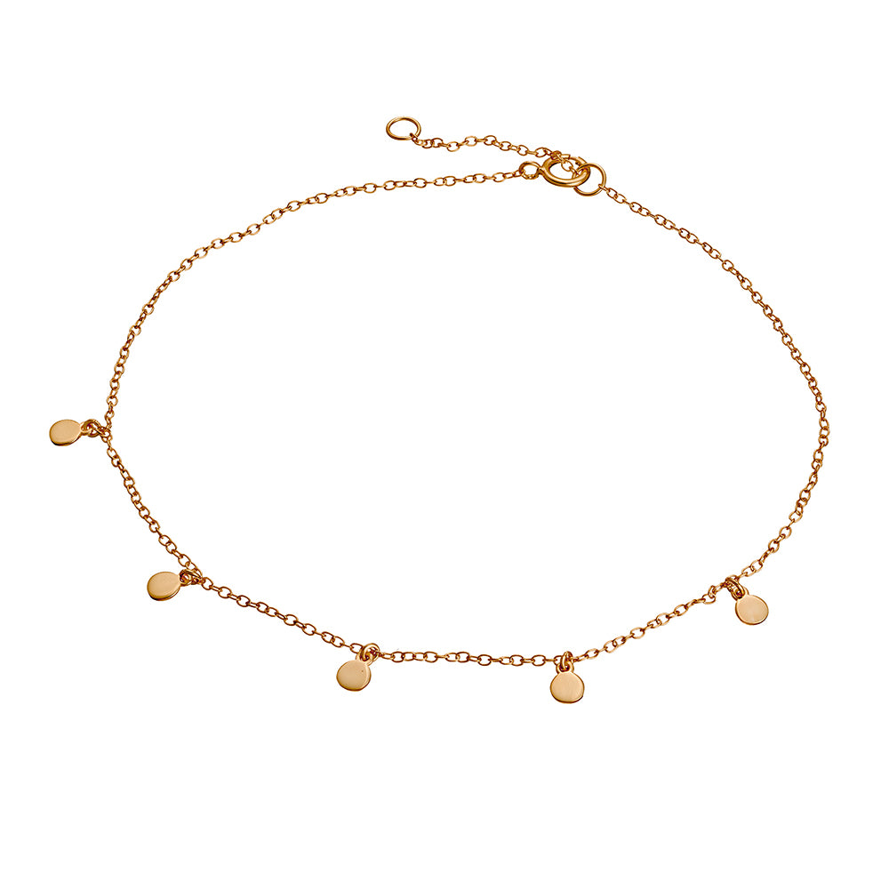 Sterling Silver Rose Gold Plated Fine Open Belcher Chain & Multi-Disc Anklet