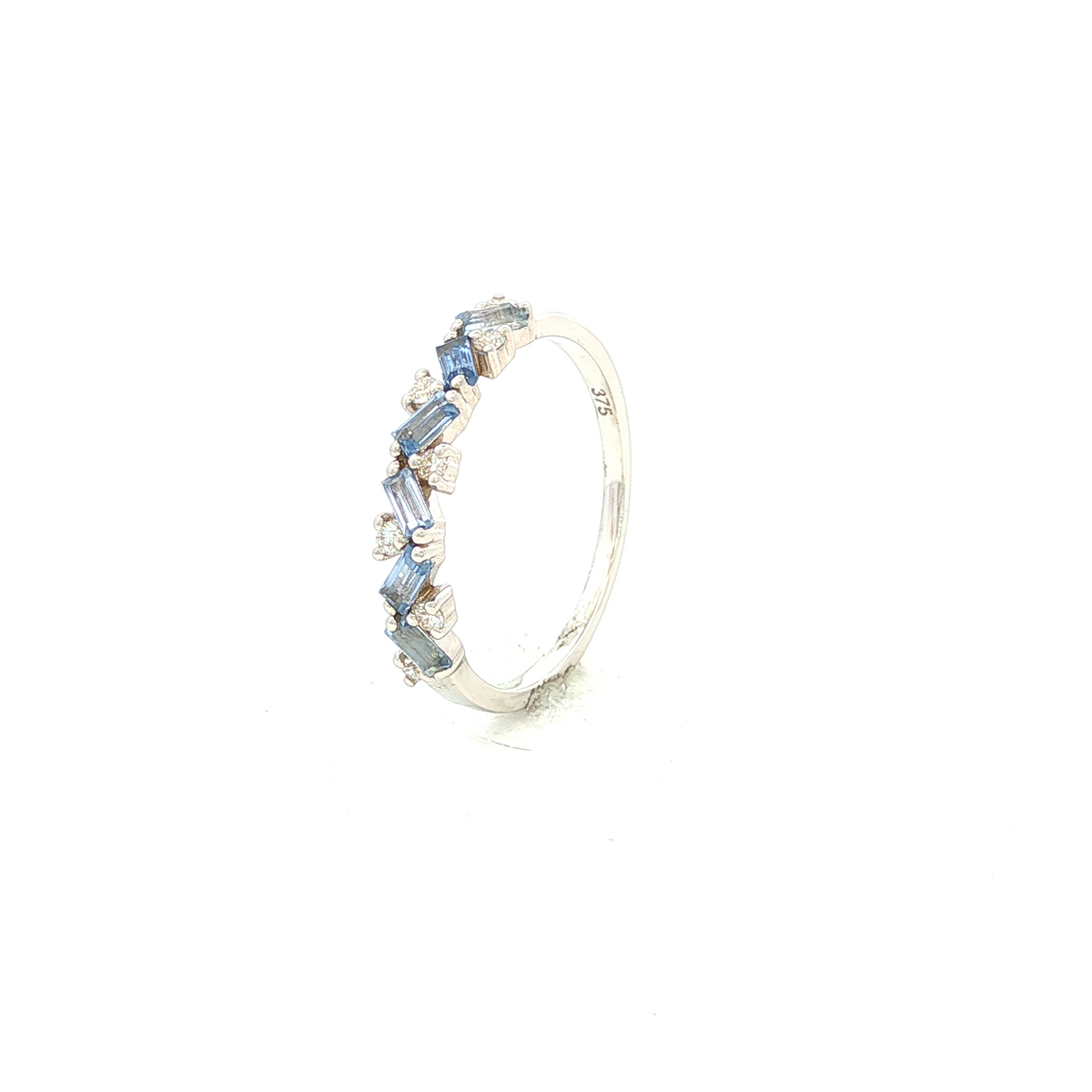 Ceylon Sapphire Baguette and Diamond Dress Ring White Gold