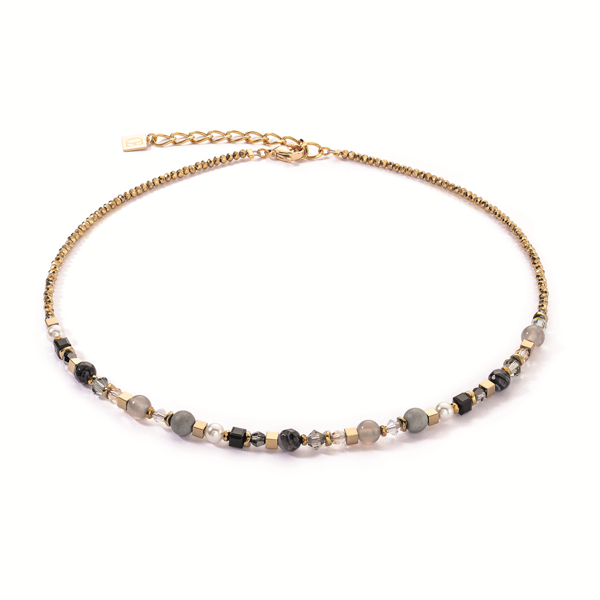 Festive Spheres Gold - Graphite Necklace