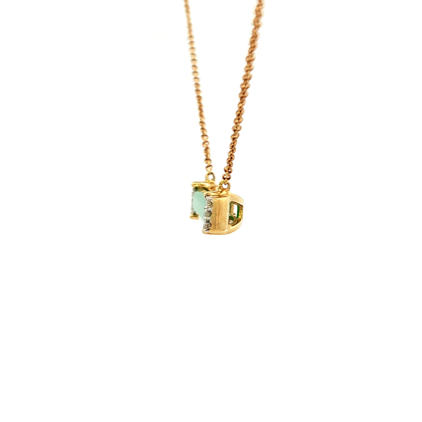 Diamond and Green Onyx Necklace in Yellow Gold
