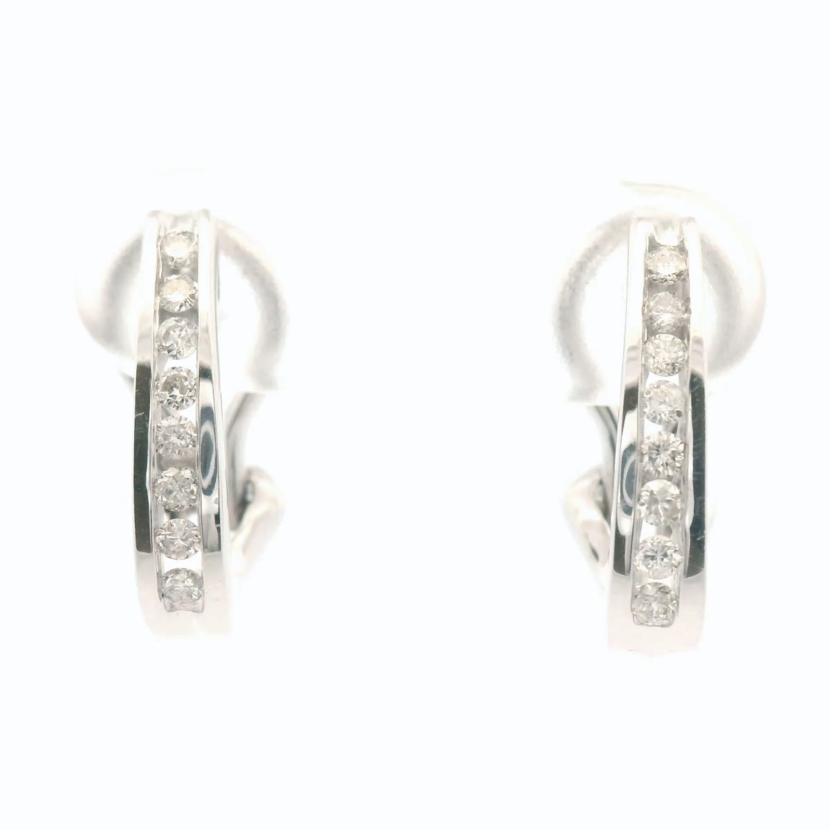 14CT W/G .25CT OVAL CHANNEL SET Dia HUGGIES