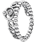 Tiara Silver Ring Band w Clear CZ