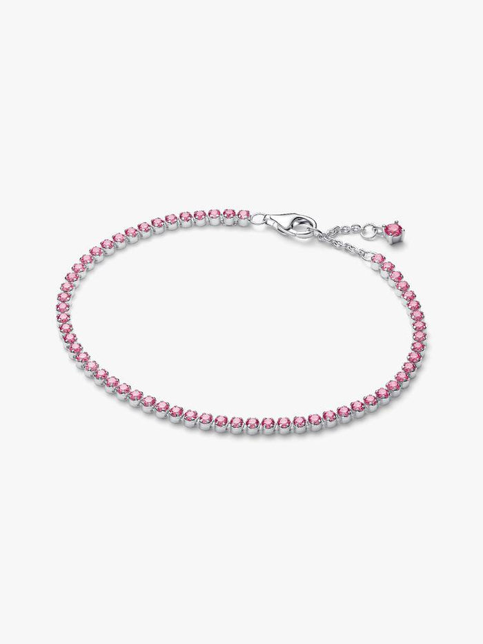 Sterling silver tennis bracelet with fancy pink cubic zirconia