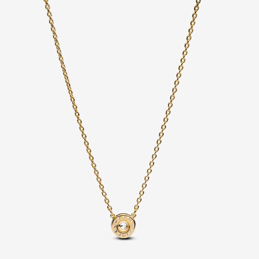 Round Pavé Halo Pendant Necklace