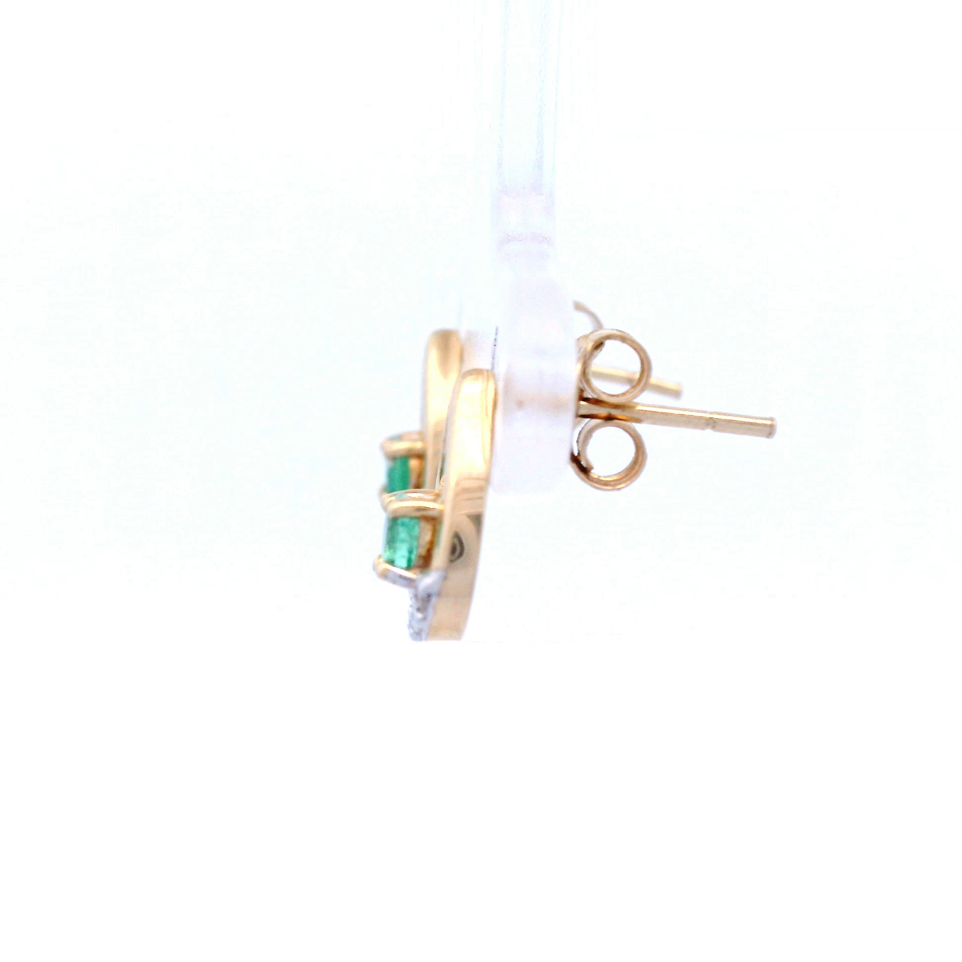 Teardrop Diamond and Emerald Set Earrings in Yellow Gold