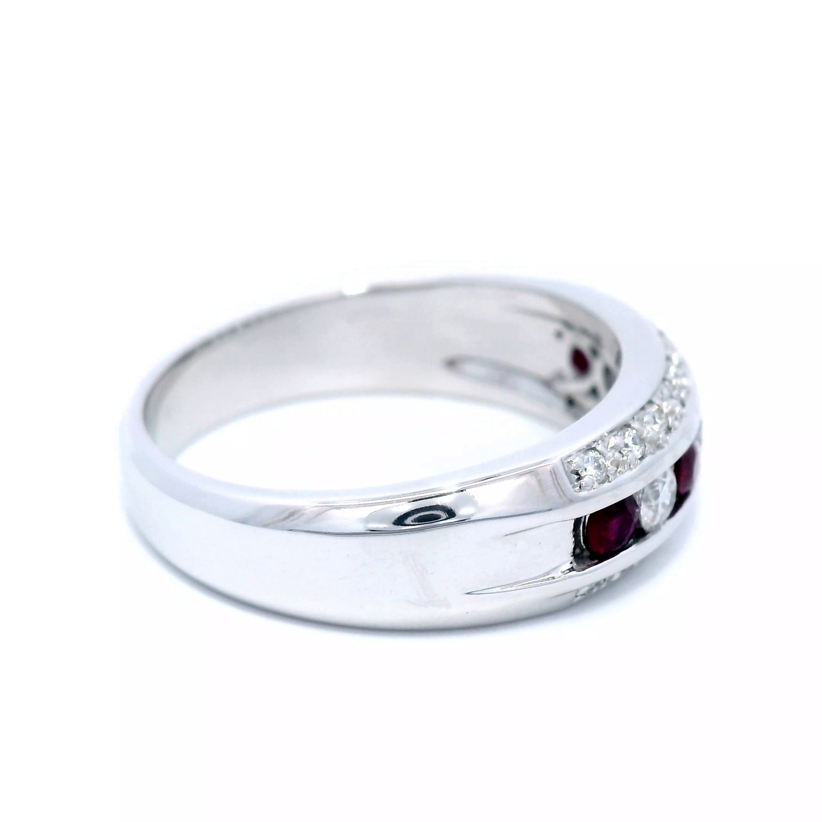 9 Carat White Gold Ring Round Rubies