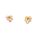 Mother Of Pearl Clover Stud Earrings In 9K Yellow Gold