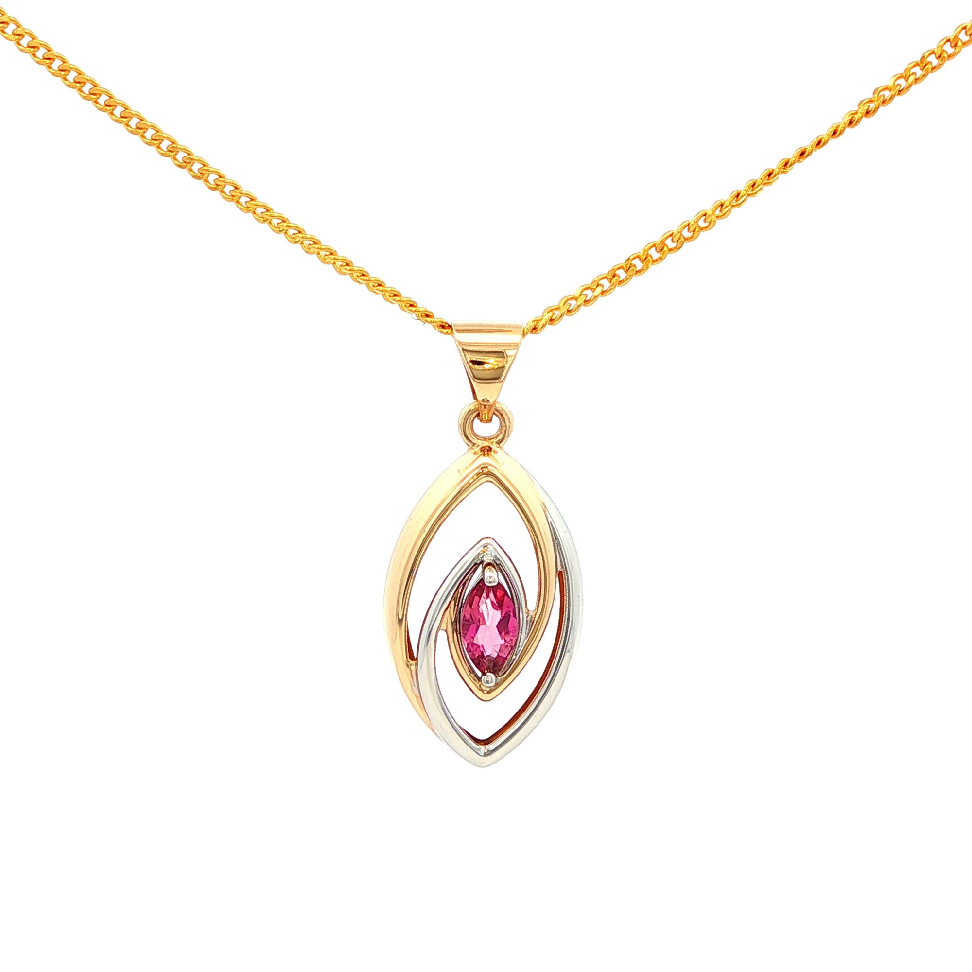 Pink Tourmaline Pendant in Yellow Gold