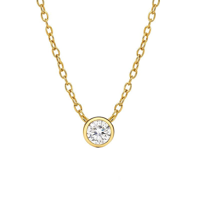 Round Brilliant Cut CZ Necklet in Yellow Gold
