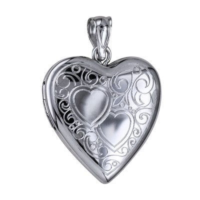 Engraved Silver Heart Shaped Locket