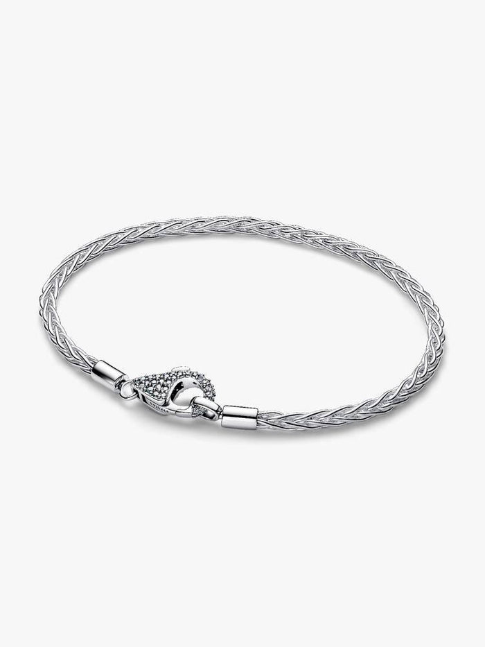 Foxtail sterling silver bracelet with clear cubic zirconia