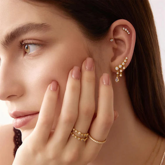 Ania Haie Star Molten Cascade Bar Climbers Earrings