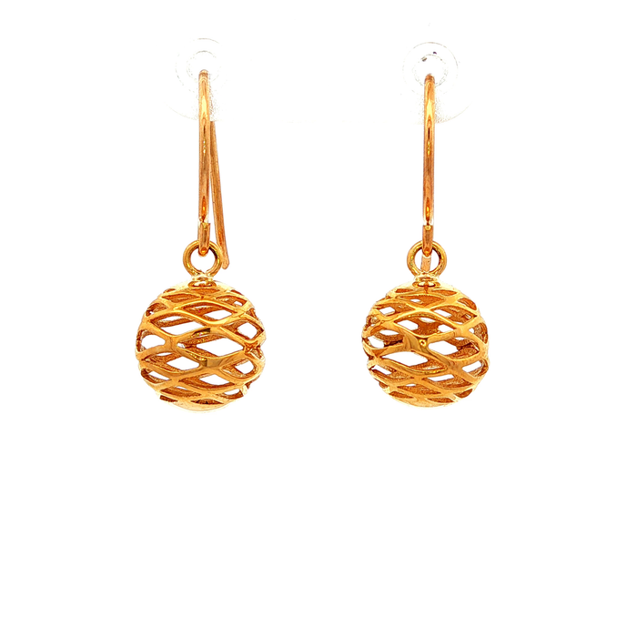 Filigree Ball Earrings in Yellow Gold