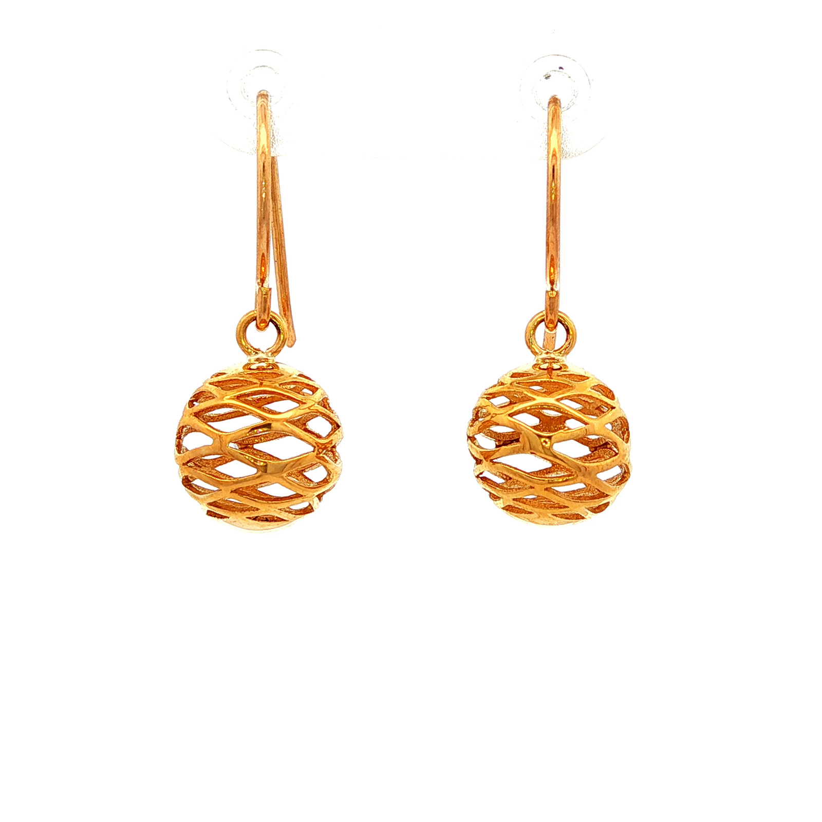 Filigree Ball Earrings in Yellow Gold