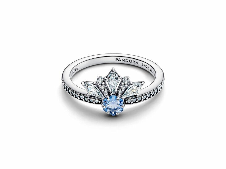 Disney Frozen Elsa sterling silver ring with water blue crystal and clear cubic zirconia