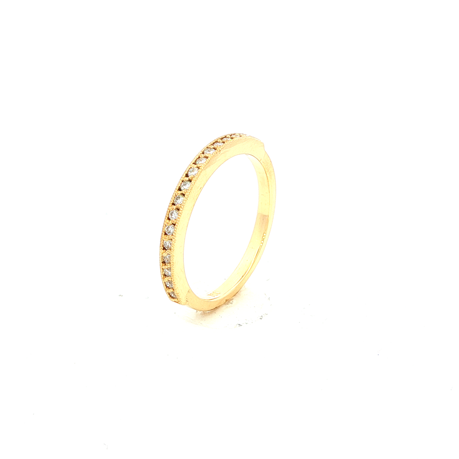Diamond Channel Set Beaded Band Dress Ring in Yellow Gold