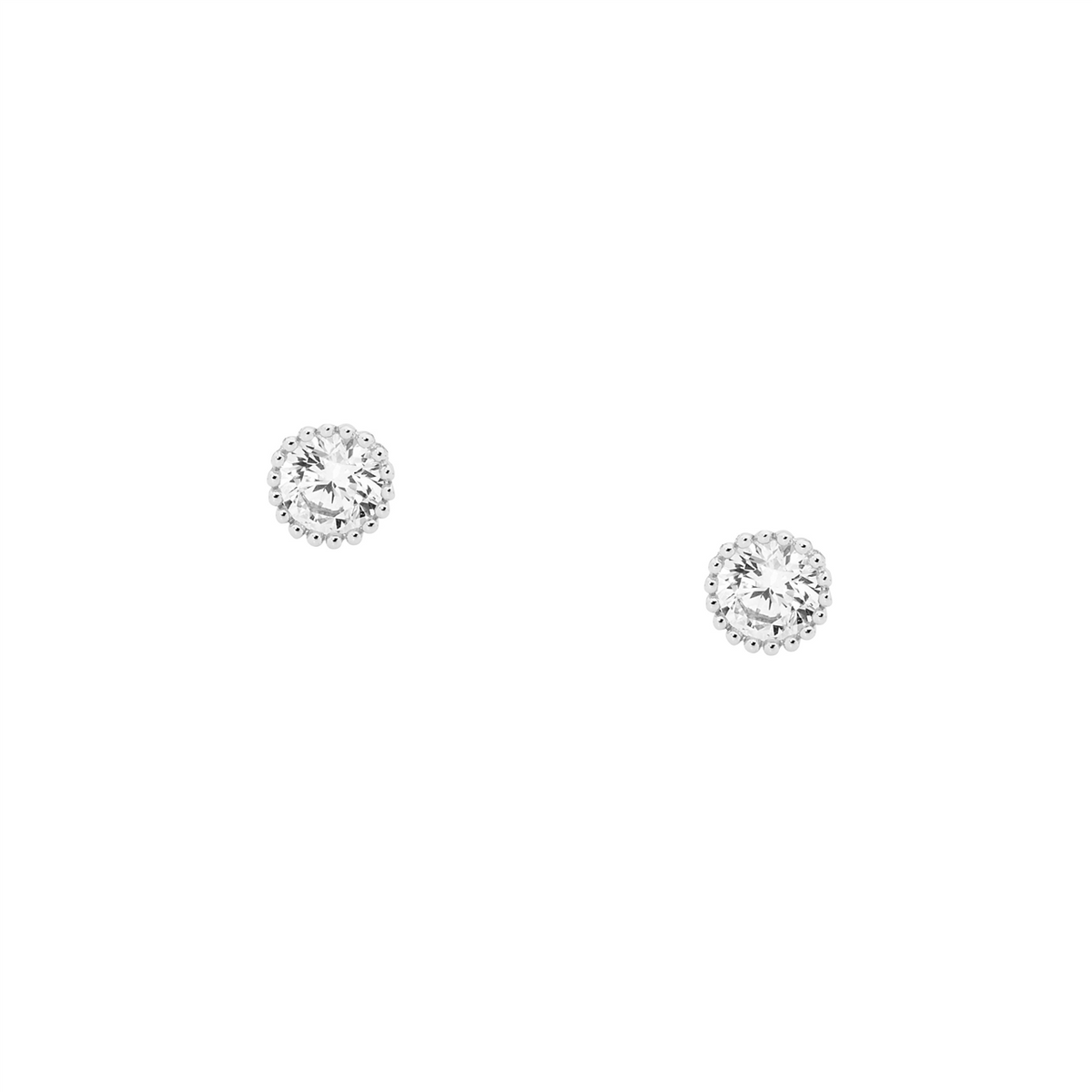 Ellani Sterling Silver CZ Crown Set Earrings